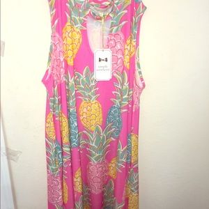 Simply southern 2xl Pineapple keyhole dress
